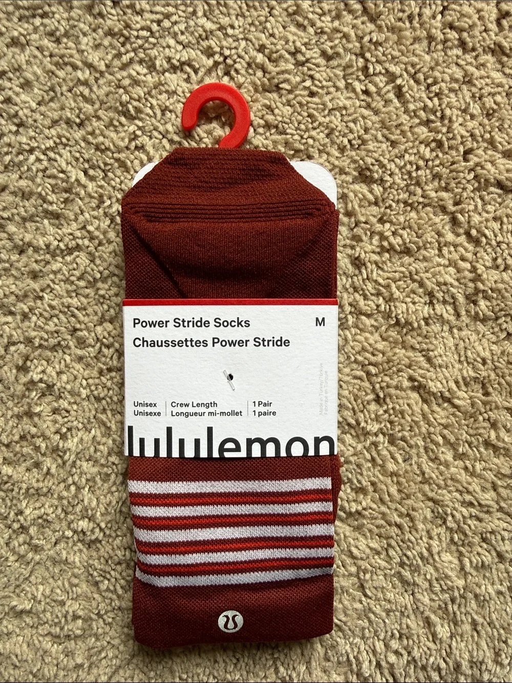 Lululemon athletica Maroon Power Stride Socks with Red Graphic Tote Bag